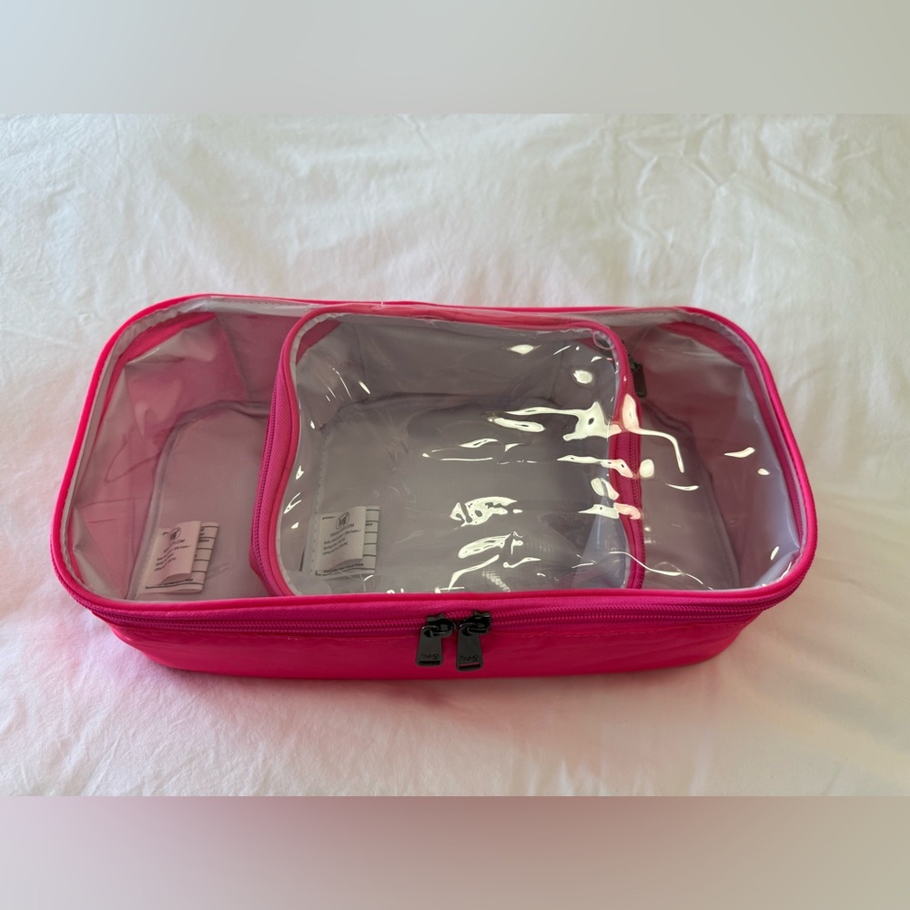 Lug Sky Cubbies Zipper Storage 2 Piece Set Resort Magenta Pink & Clear - Picture 7 of 7